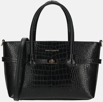 Daniele Donati croco handtas M black Zwart - No Size