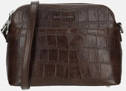 Daniele Donati crossbody tas croco dark brown Bruin