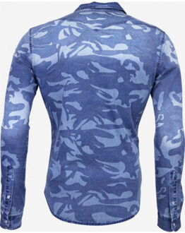 Daniele Volpe Denim slim fit army print Blauw