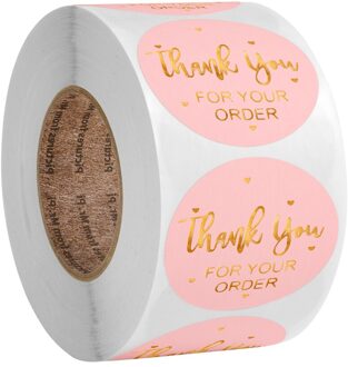 "Dank U Voor Uw Bestelling" Sticker Voor Envelop Afdichting Labels Sticker Zwart Roze Transparant Goud Sticker roze 500stk