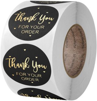 "Dank U Voor Uw Bestelling" Sticker Voor Envelop Afdichting Labels Sticker Zwart Roze Transparant Goud Sticker zwart 500stk