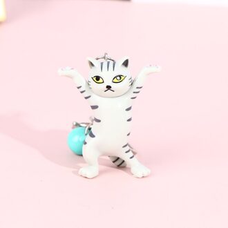 Dansen Kat Sleutelhanger Cartoon Funny Kitten Ornament Sleutelhanger Vrouwen Tas Hanger groen