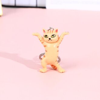 Dansen Kat Sleutelhanger Cartoon Funny Kitten Ornament Sleutelhanger Vrouwen Tas Hanger OG