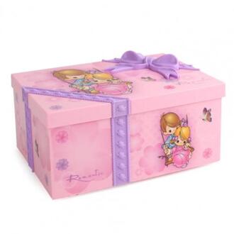 Dansen Meisje Muziekdoos Ornament Sieraden Organizer Met Make-Up Spiegel Paars
