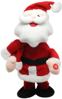 Dansende Kerstman pop - 30 cm - pluche/kunststof - bewegende kerstfiguren/kerstpoppen - kerst