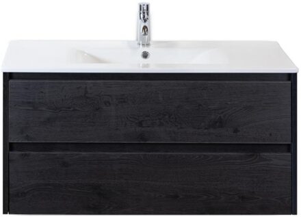 Dante Badmeubelset 100 cm - Black Oak - Keramische Wastafel Wit Enjoy