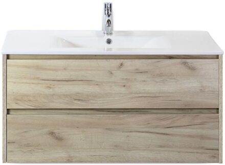Dante Badmeubelset 100 cm - Craft Oak - Keramische Wastafel Wit Enjoy