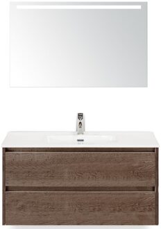 Dante Badmeubelset 100 cm - Tabacco - Keramische Wastafel Wit Cover met Sence Spiegel