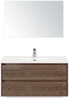 Dante Badmeubelset 100 cm - Tabacco - Keramische Wastafel Wit Cover met Spiegel