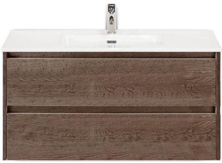 Dante Badmeubelset 100 cm - Tabacco - Keramische Wastafel Wit Cover