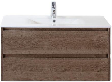 Dante Badmeubelset 100 cm - Tabacco - Keramische Wastafel Wit Enjoy