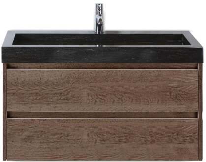 Dante Badmeubelset 100 cm - Tabacco - Wastafel Hardsteen Wit Lucca