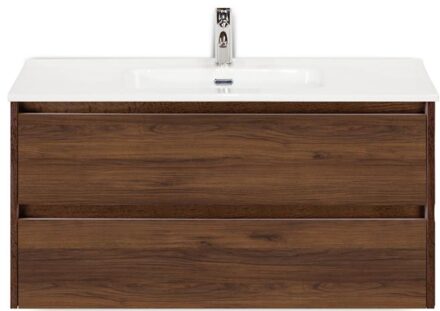 Dante Badmeubelset 100 cm - Walnoot - Keramische Wastafel Wit Cover