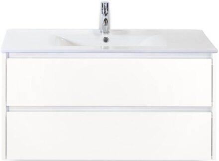 Dante Badmeubelset 100 cm - Wit Hoogglans - Keramische Wastafel Wit Enjoy