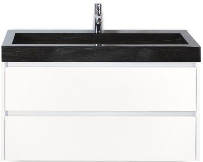 Dante Badmeubelset 100 cm - Wit Hoogglans - Wastafel Hardsteen Wit Lucca