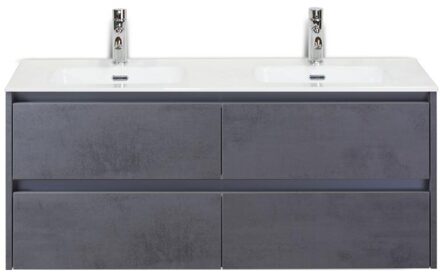 Dante Badmeubelset 120 cm - 4 Laden Beton Antraciet - Keramische Wastafel Wit Cover