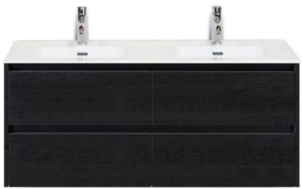 Dante Badmeubelset 120 cm - 4 Laden Black Oak - Keramische Wastafel Wit Cover