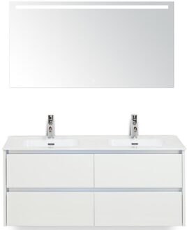 Dante Badmeubelset 120 cm - 4 Laden Wit Hoogglans - Keramische Wastafel Wit Cover met Sence Spiegel