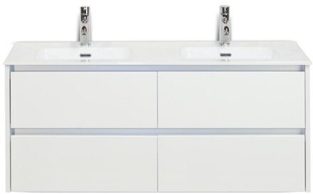 Dante Badmeubelset 120 cm - 4 Laden Wit Hoogglans - Keramische Wastafel Wit Cover