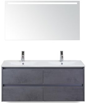 Dante Badmeubelset 120 cm - Beton Antraciet - Keramische Wastafel Wit Enjoy met Sence Spiegel