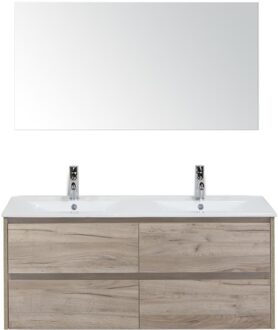 Dante Badmeubelset 120 cm - Craft Oak - Keramische Wastafel Wit Enjoy met Spiegel