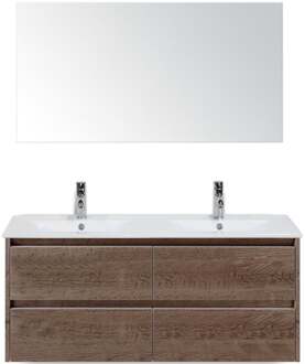 Dante Badmeubelset 120 cm - Tabacco - Keramische Wastafel Wit Enjoy met Spiegel