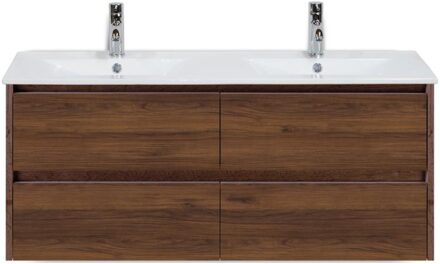 Dante Badmeubelset 120 cm - Walnoot - Keramische Wastafel Wit Enjoy