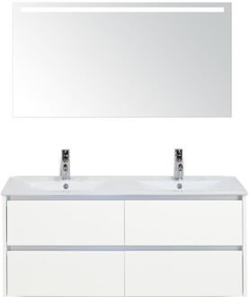 Dante Badmeubelset 120 cm - Wit Hoogglans - Keramische Wastafel Wit Enjoy met Sence Spiegel