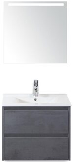 Dante Badmeubelset 60 cm - Beton Antraciet - Keramische Wastafel Wit Enjoy met Sence Spiegel