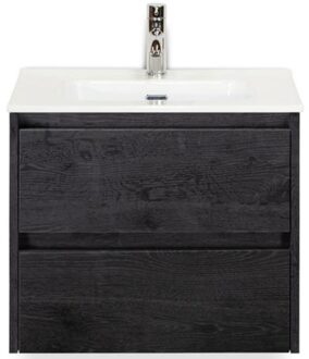 Dante Badmeubelset 60 cm - Black Oak - Keramische Wastafel Wit Cover