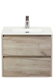 Dante Badmeubelset 60 cm - Craft Oak - Keramische Wastafel Wit Cover