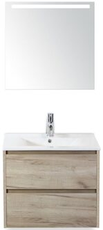 Dante Badmeubelset 60 cm - Craft Oak - Keramische Wastafel Wit Enjoy met Sence Spiegel