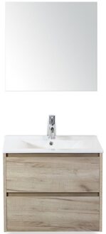Dante Badmeubelset 60 cm - Craft Oak - Keramische Wastafel Wit Enjoy met Spiegel
