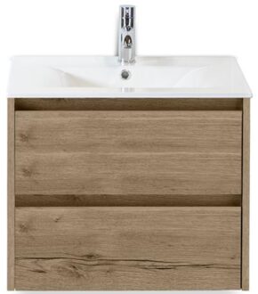 Dante Badmeubelset 60 cm - Natuur Eiken - Keramische Wastafel Wit Enjoy