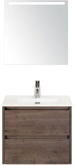Dante Badmeubelset 60 cm - Tabacco - Keramische Wastafel Wit Cover met Sence Spiegel