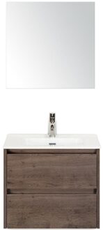 Dante Badmeubelset 60 cm - Tabacco - Keramische Wastafel Wit Cover met Spiegel