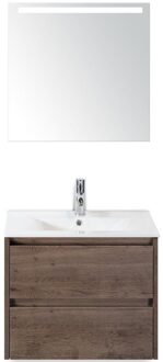 Dante Badmeubelset 60 cm - Tabacco - Keramische Wastafel Wit Enjoy met Sence Spiegel