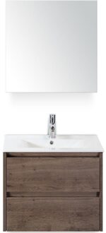 Dante Badmeubelset 60 cm - Tabacco - Keramische Wastafel Wit Enjoy met Spiegelkast