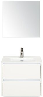 Dante Badmeubelset 60 cm - Wit Hoogglans - Keramische Wastafel Wit Cover met Spiegel
