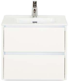 Dante Badmeubelset 60 cm - Wit Hoogglans - Keramische Wastafel Wit Cover