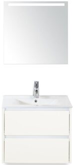 Dante Badmeubelset 60 cm - Wit Hoogglans - Keramische Wastafel Wit Enjoy met Sence Spiegel