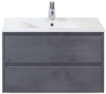 Dante Badmeubelset 80 cm - Beton Antraciet - Keramische Wastafel Wit Enjoy