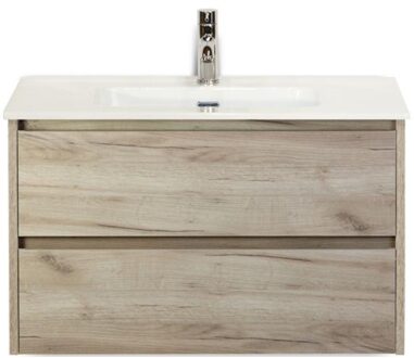 Dante Badmeubelset 80 cm - Craft Oak - Keramische Wastafel Wit Cover