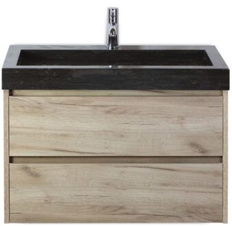 Dante Badmeubelset 80 cm - Craft Oak - Wastafel Hardsteen Wit Lucca