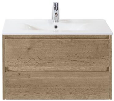 Dante Badmeubelset 80 cm - Natuur Eiken - Keramische Wastafel Wit Enjoy
