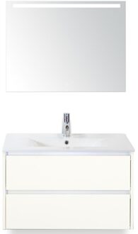 Dante Badmeubelset 80 cm - Wit Hoogglans - Keramische Wastafel Wit Enjoy met Sence Spiegel