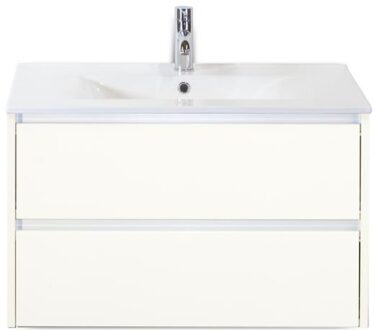 Dante Badmeubelset 80 cm - Wit Hoogglans - Keramische Wastafel Wit Enjoy