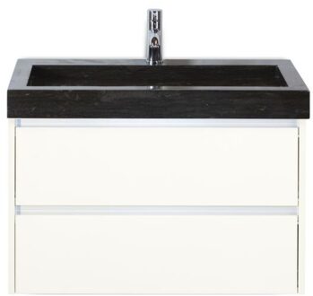 Dante Badmeubelset 80 cm - Wit Hoogglans - Wastafel Hardsteen Wit Lucca