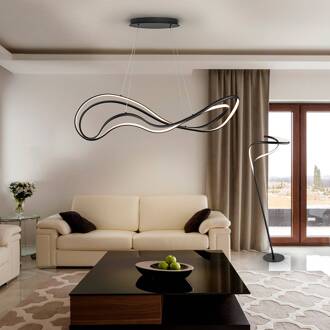 Danza LED hanglamp, mat zwart, metaal, aluminium zwart mat