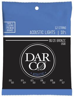 Darco D500 string set acoustic 12-string 80/20 bronze, light 010